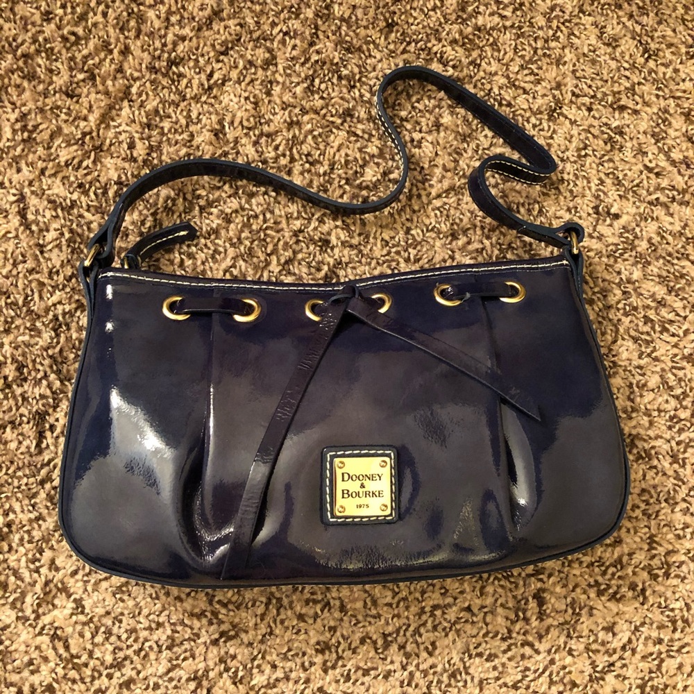 D&B navy patent bow handbag